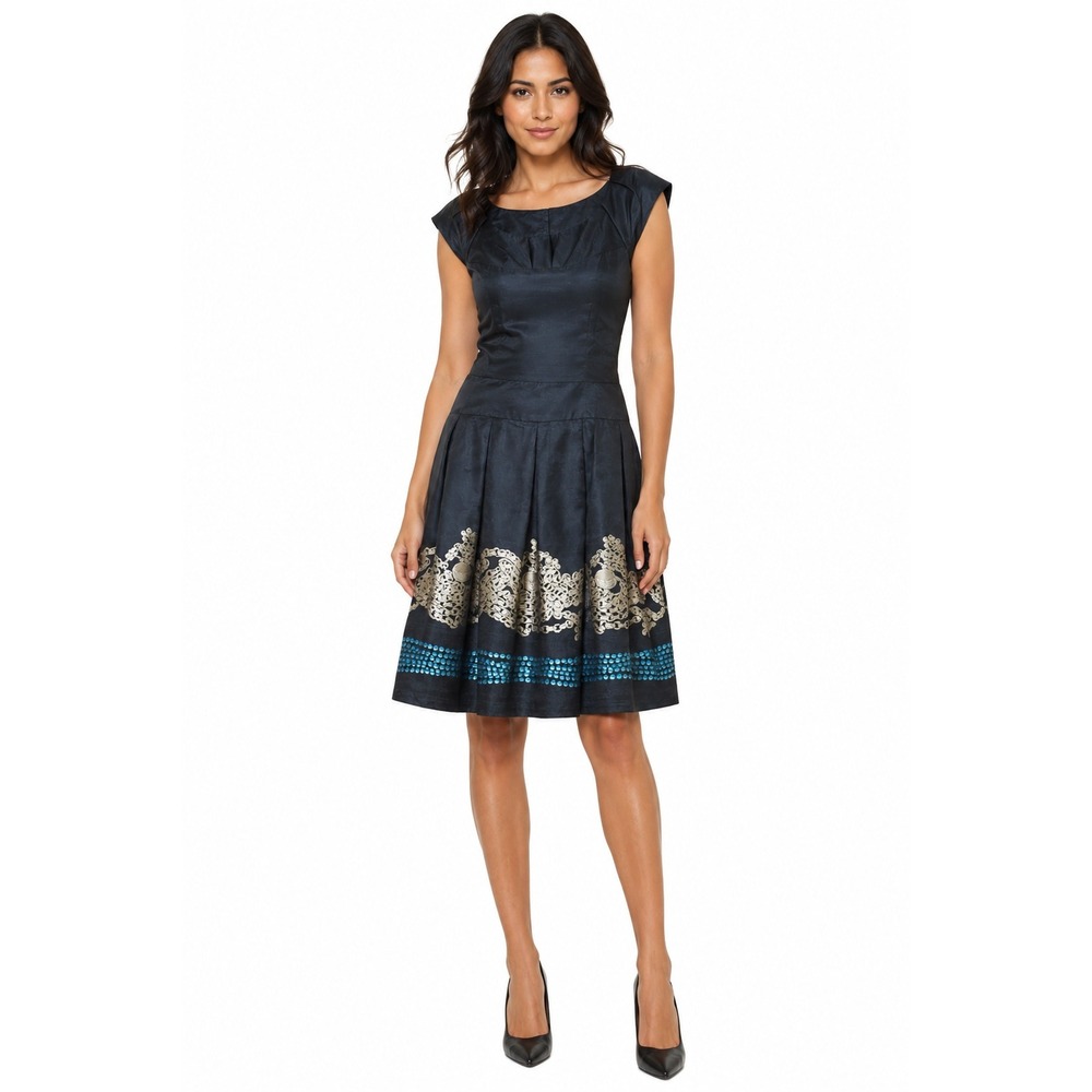 Kay Unger Luxe Preppy Timeless Cocktail Dress Classic Chic Black Size M Event